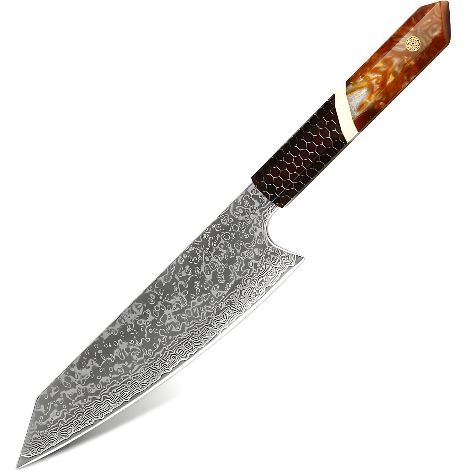 Damast Küchenmesser Shinsei - Kiritsuke / Braun