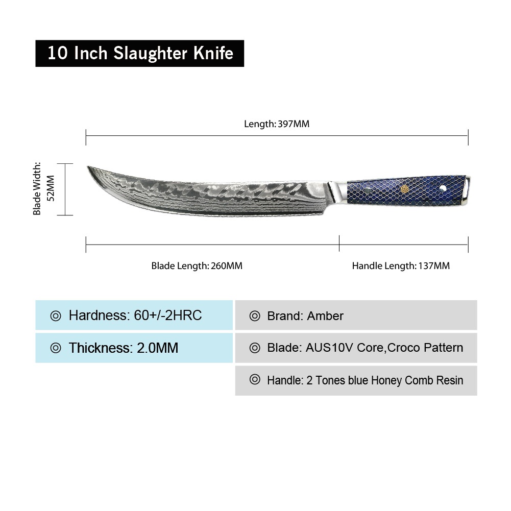 Damast Küchenmesser YU-37414 - Boning / Blau