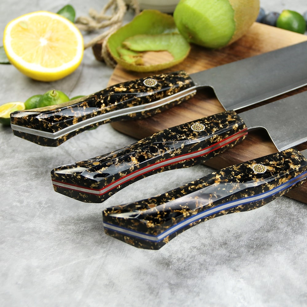 Damast Küchenmesser KU-37427 - Kiritsuke / Schwarz / Gold