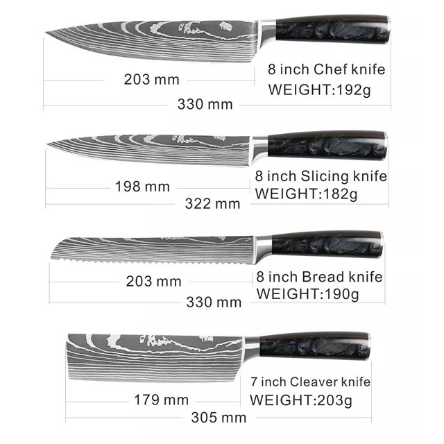 BL-18609 Küchenmesser Set - 9Stk/Braun
