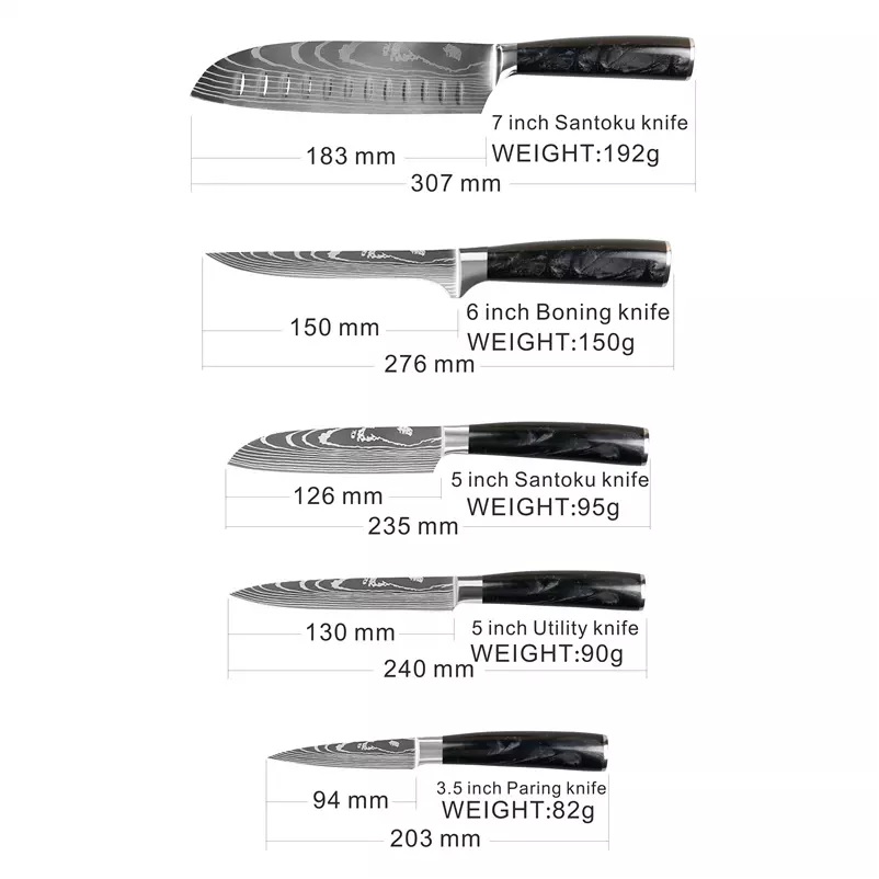BL-18609 Küchenmesser Set - 9Stk/Braun