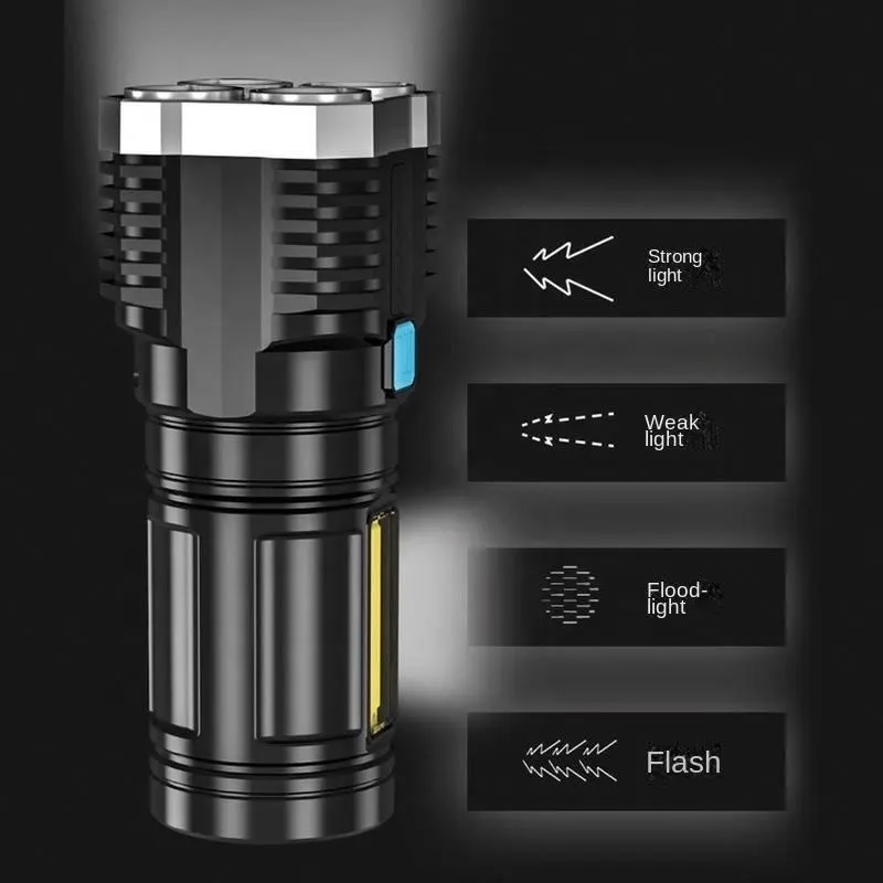 Maxi-LED-Taschenlampe mit USB-Aufladung – Schwarz