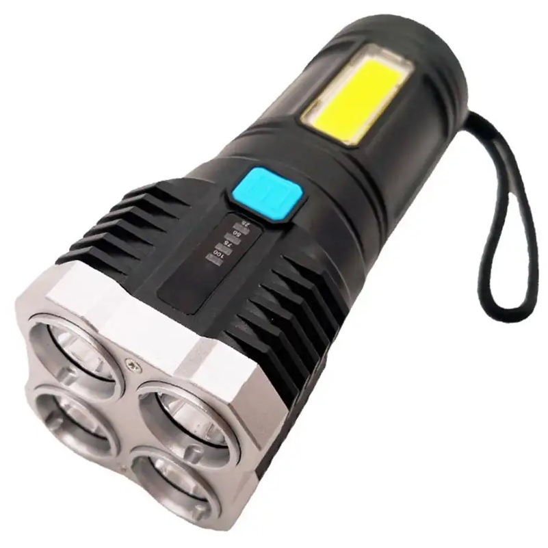 Maxi-LED-Taschenlampe mit USB-Aufladung – Schwarz