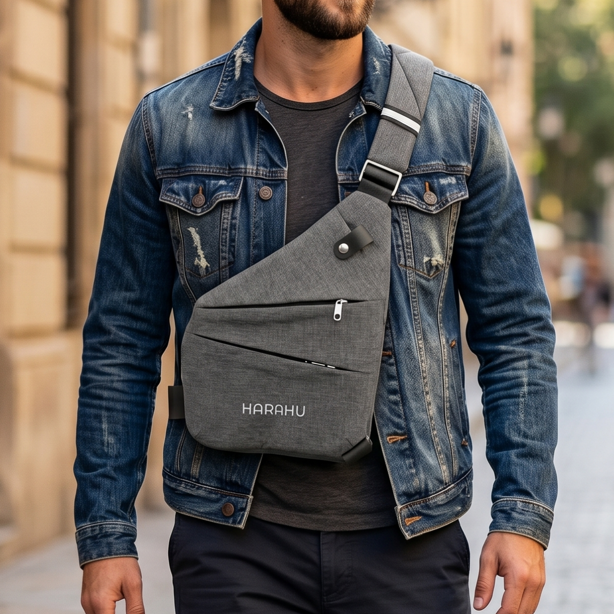 Herren Crossbody Tasche HARAHU Instinct - Schwarz