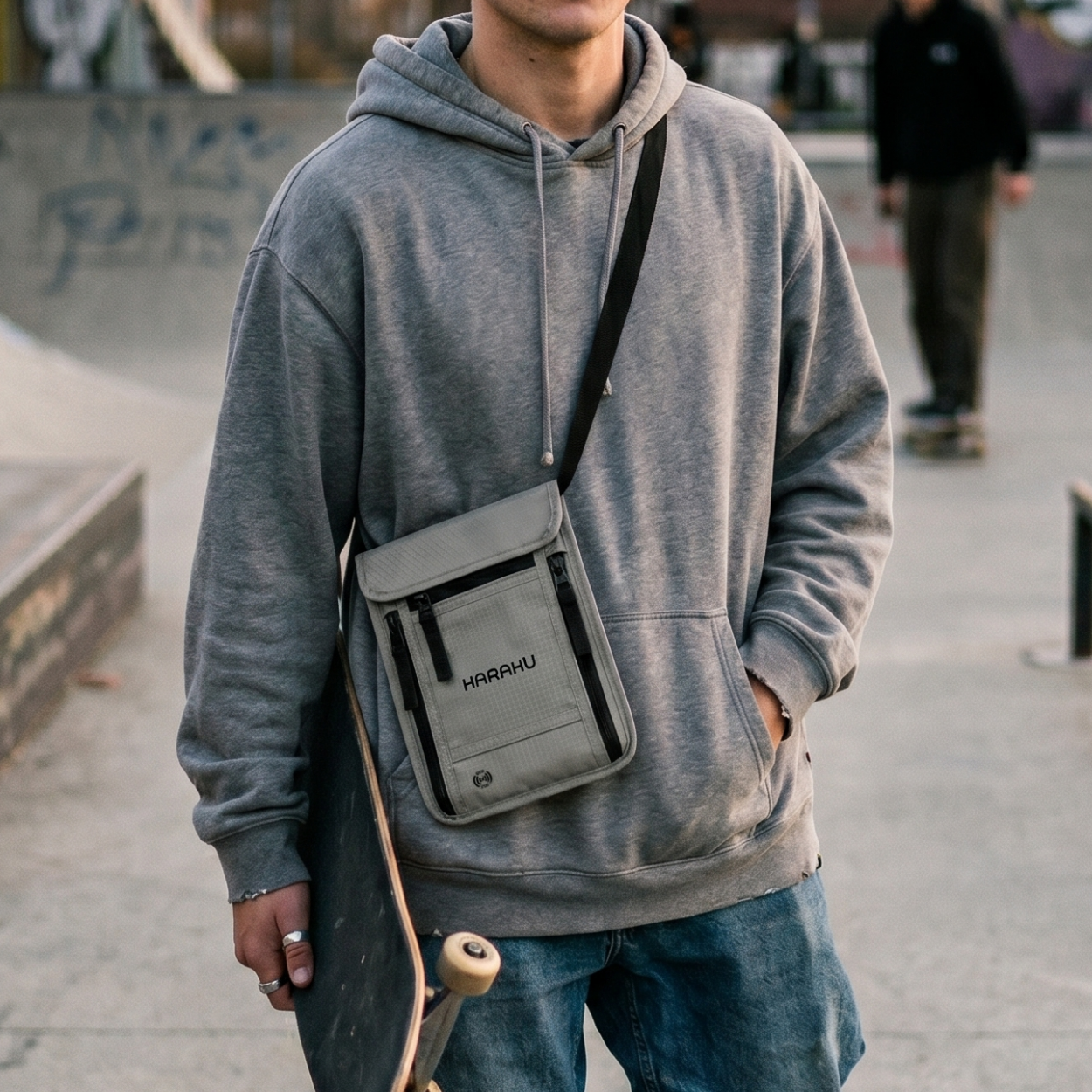Herren Crossbody Tasche mit RFID HARAHU Legacy - Grau