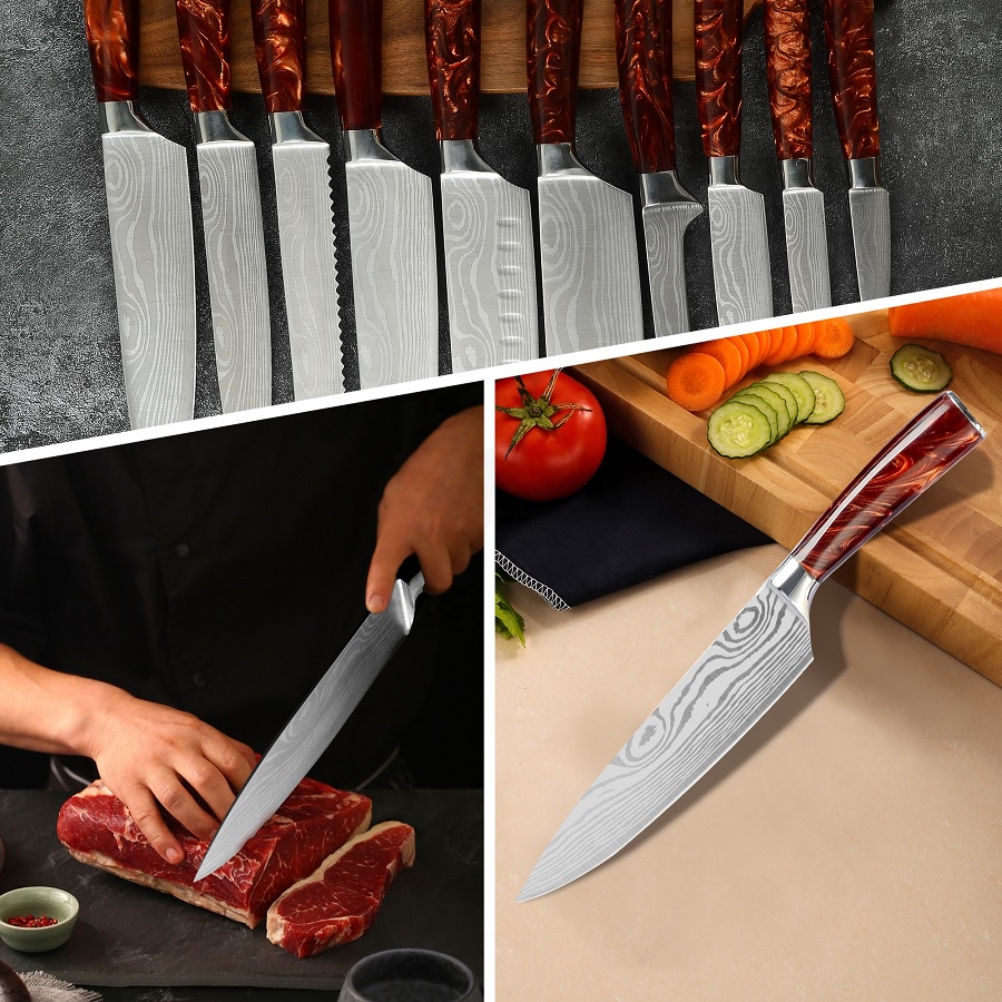 BL-18609 Küchenmesser Set - 9Stk/Braun