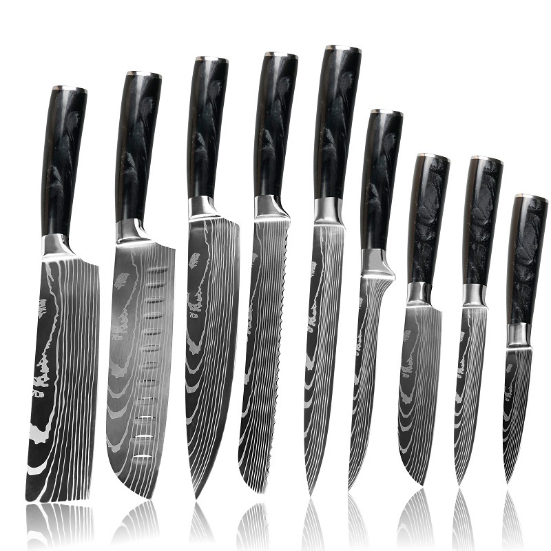 BL-18609 Küchenmesser Set - 9Stk/Braun