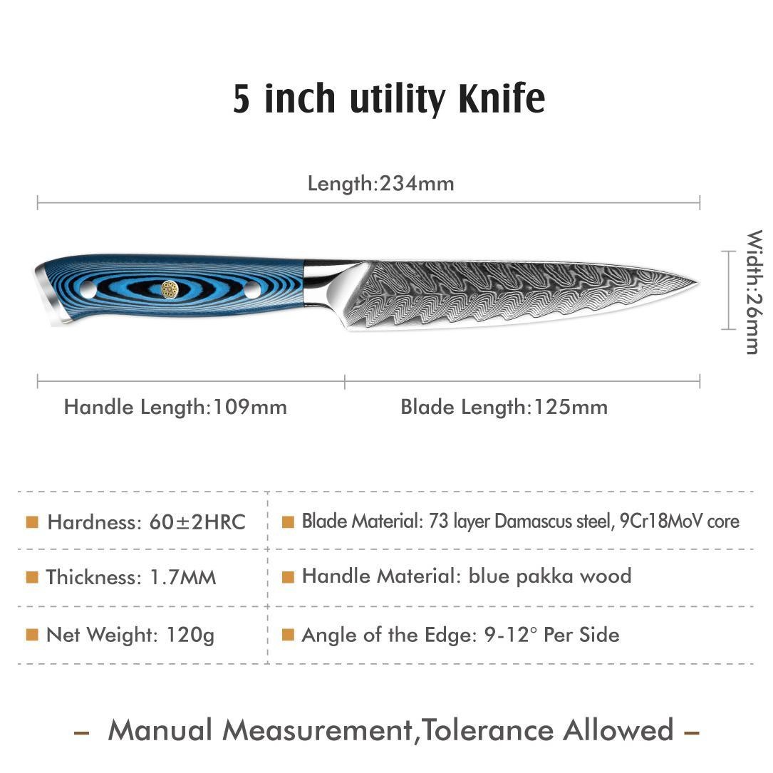 Damast Küchenmesser TU-37505 - Bread / Blau