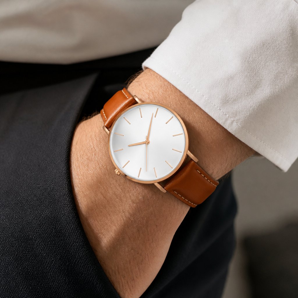 WI-22690 Uhr – Braun/Weiß/Roségold