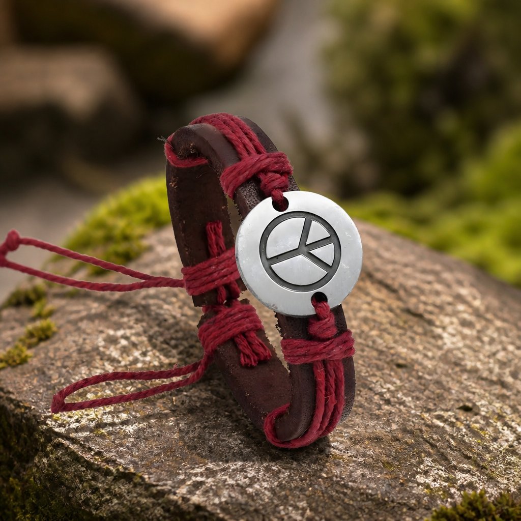 Peace Armband - Burgundy