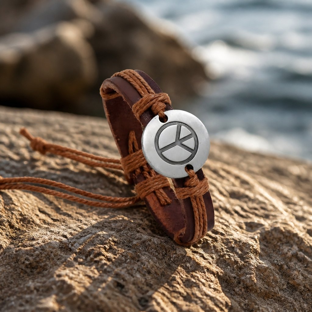 Peace Armband - Braun