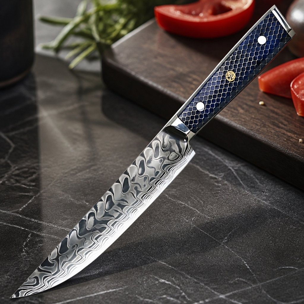 Damast Küchenmesser YU-37416 - Utility / Blau