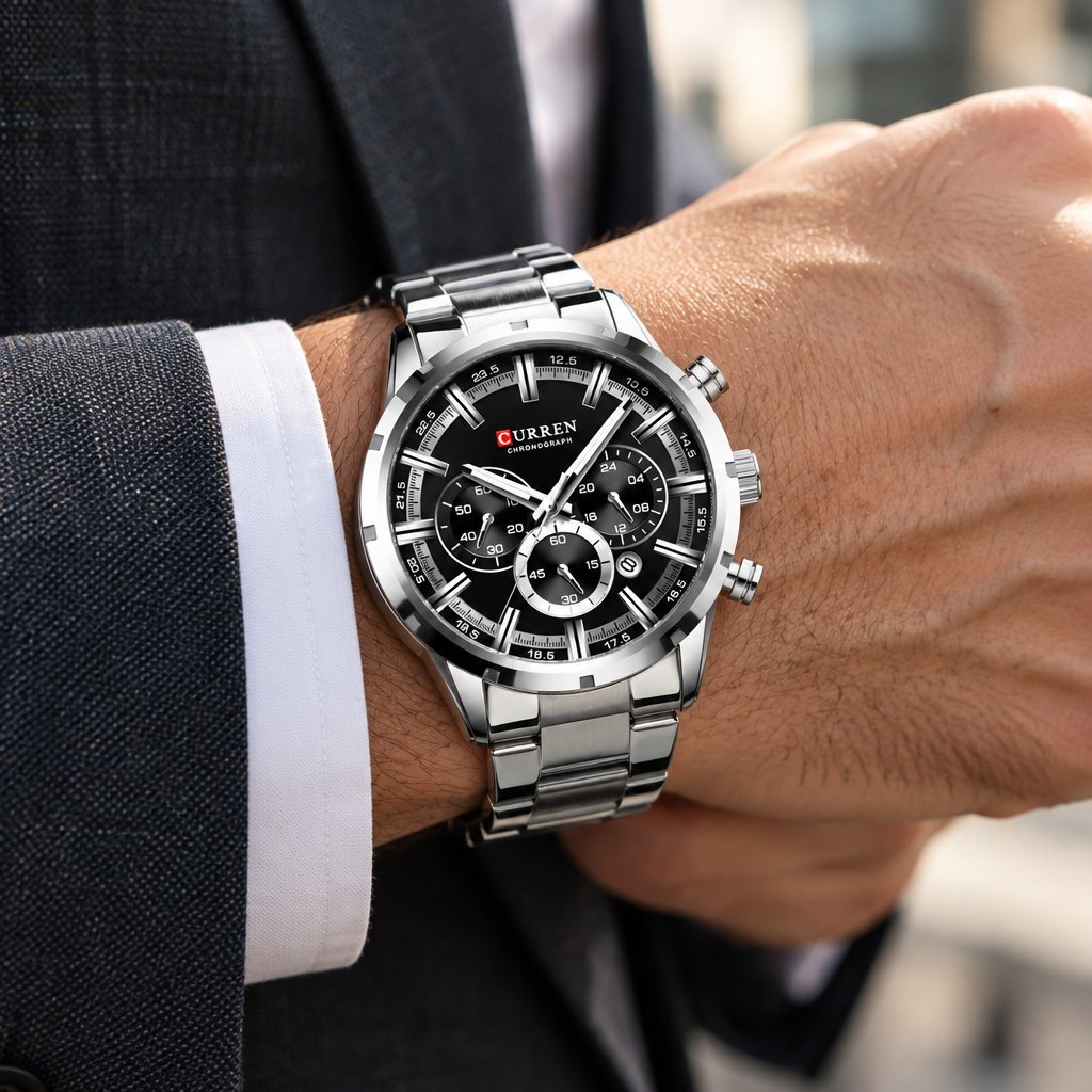 CURREN LU-6225 Uhr - Silber/Schwarz